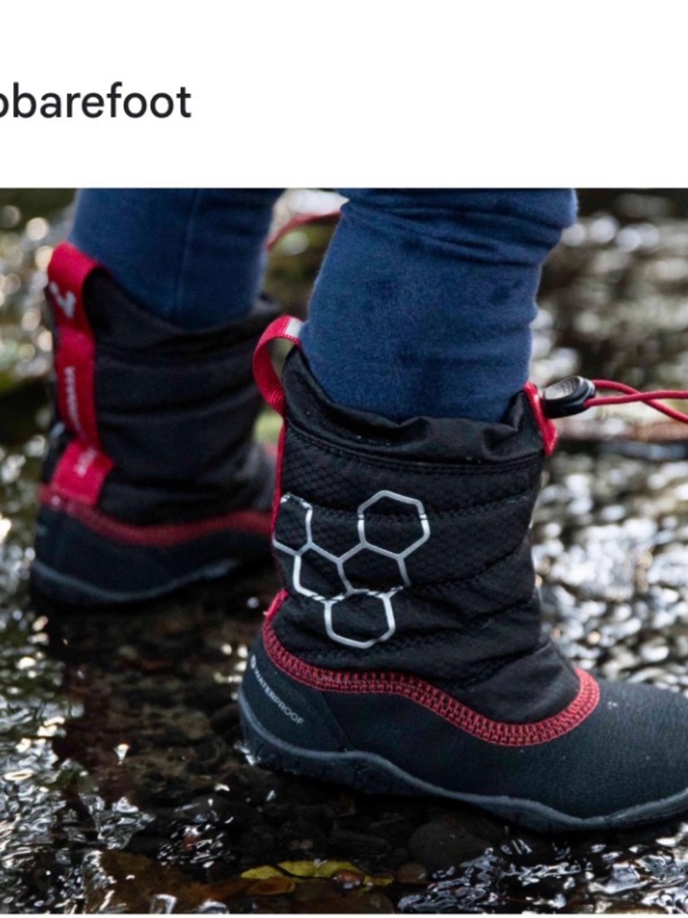 Vivo Barefoot Black Boots with Red Pull Tabs